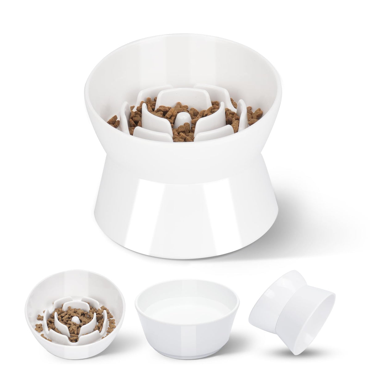 Tilted Raised Slow Feeder Bowl